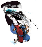 Street Fighter IV artwork of Chun-Li using Tenshokyaku
