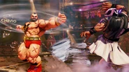 Zangief using the Double Lariat against Rashid in Street Fighter V.