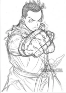 Rough Sketches used in the Street Fighter III: 3rd Strike Arcade Intro by Daigo Ikeno.