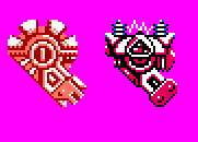 Early sprite as seen on the Famicom prototype. It resembles a snail's spiral shell much more than its final design