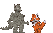 Foxzilla being killed by Robofoxzilla in StrikeForce Kitty 2