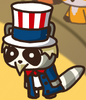 Raccoon wearing "Uncle Sam"