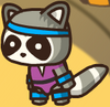 Another athletic raccoon (blue and purple)