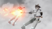 Miyafuji and Hattori firing their weapons