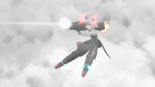 Sanya firing her weapon