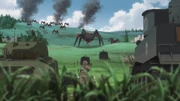 Liberion and Karlsland armies attacking the Neuroi