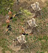 Three Woodcutter's Hut as seen in Stronghold Crusader HD Manual