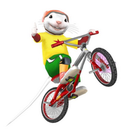 Stuart riding his bicycle