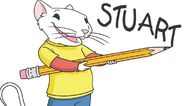 Stuart writing his name in pencil in Stuart Little: The Animated Series