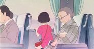 Grandmother sleeps on the seat of Atami
