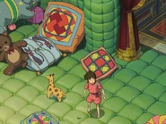 Jiji's easter egg in Boh's room while Chihiro finds a place to hide from Yubaba