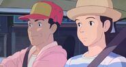 Taeko sits along with Toshio in his car