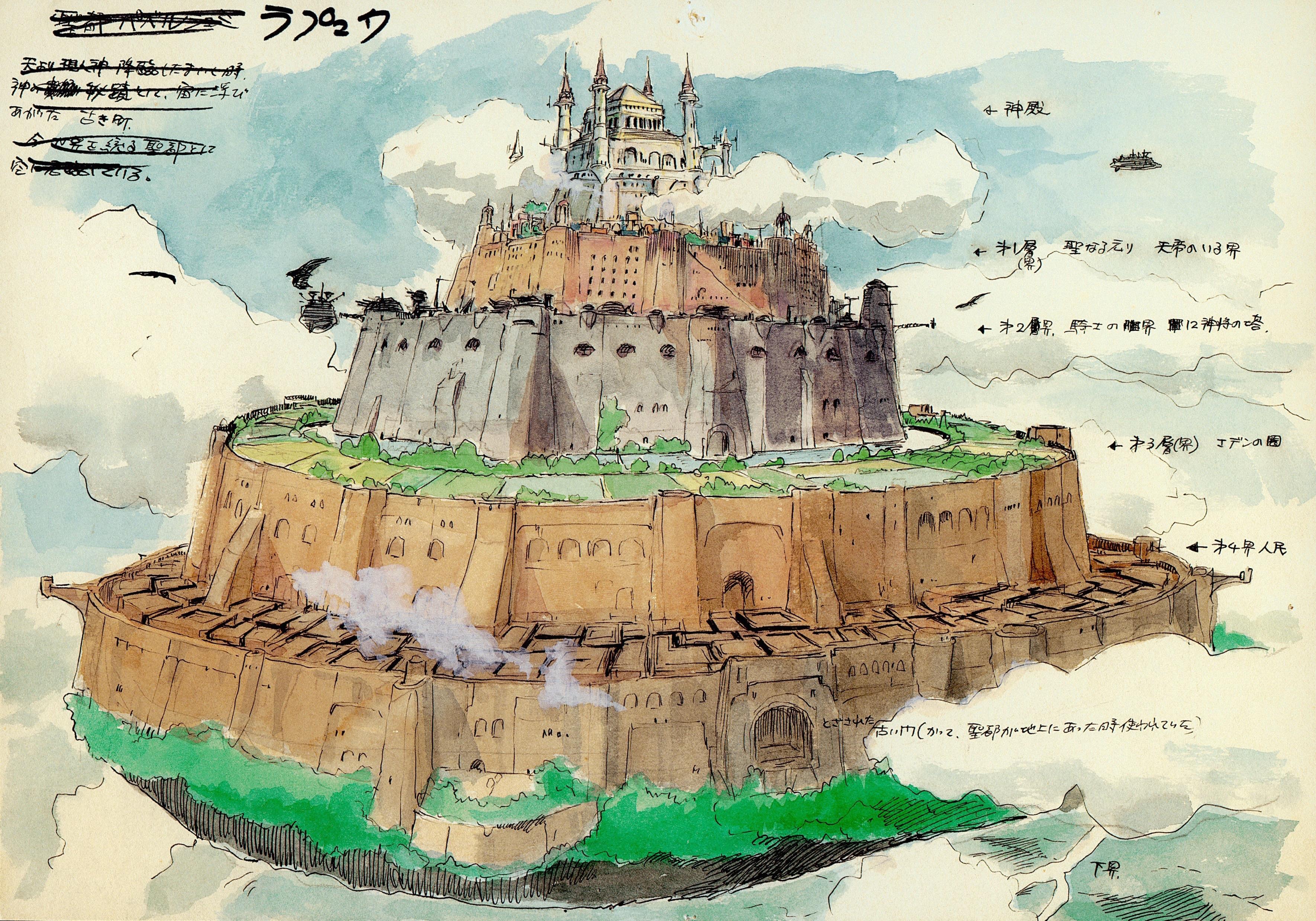 Original Ghibli Museum Art Postcard Laputa Castle in the Sky