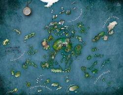 Archipelago map by Le Guin, redrawn and recolored by Liam Davis