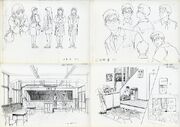 Various pre-production character and background sketches for the film.