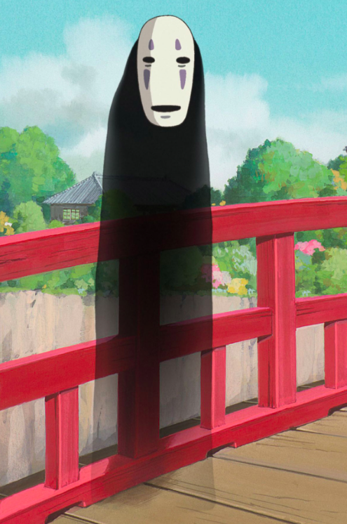 What does the black spirit No Face represent in Spirited Away?