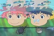 Ponyo and Sosuke underwater