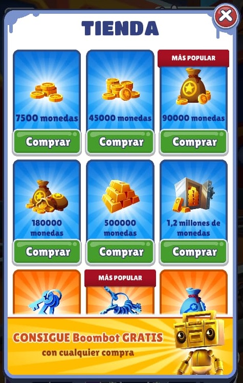 como poner tu personaje favorito de Subway surfers en compras