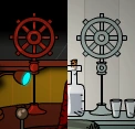The wheels of Dharma in Liz's ship and the study compared.