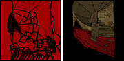 The fifth teaser, together with its initial sketch; now known to be part of the Temple's interior.