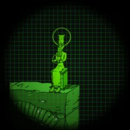 The statue of the unidentified god. Notice that it holds a circle, a shape prevalent in this location.