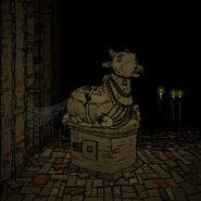 The left temple cow, near Murtaugh's tomb.