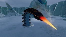 Ледяной червь, что атакует игрока.