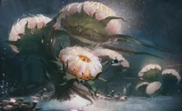 Young Cotton Anemones in the Concept Art for the Grand Cotton Anemone