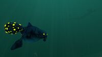 A Gasopod undeterred by the presence of a Reaper Leviathan