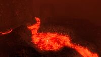 A small pool of lava