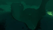 Une vue du dessus de la tranchée abritant la capsule de survie 19
