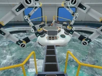 A Prawn Suit docked in the Moonpool