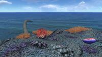 Un Reefback, suffisamment proche de la surface pour que le joueur puisse "monter" dessus