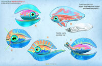 Early Feather Fish designs - by Alex Ries