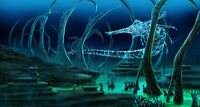 Concept art of the Bones Field featuring the Ghost Leviathan