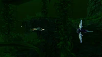 The Mesmer using its ability on a Hoverfish in the Kelp Forest Caves