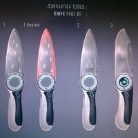 Concept Art showing the Thermoblade and Survival Knife