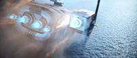 The Degasi from the back crashing into 4546B after being shot down, also seen in the cinematic trailer.