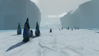 A group of Penglings on an ice float in the Arctic