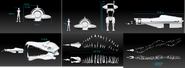 In game models size scale - Wasabi one, Seamoth, Prawn Suit, Cyclops, Gargantuan skull, in game skeleton and theoretical whole size