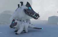 A Snow Stalker baby alongside its parent.