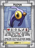 The official Peeper card from The Binding of Isaac: Four Souls Requiem