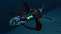 A Reaper Leviathan attacking a Seamoth