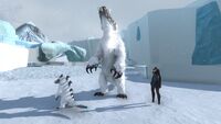 A standing Snow Stalker and baby next to the player