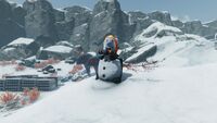 A snowman found nearby