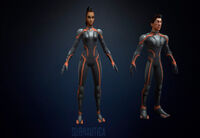 Robin and Ryley wearing the suit on Sketchfab