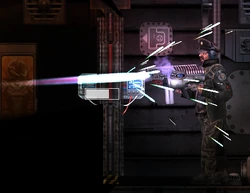 A plasma cutter being used to unseal a welded door.