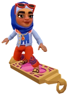 Hasina in her Holiday Outfit surfing on Radiant Rider