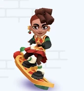 Rosie surfing on Pie Express