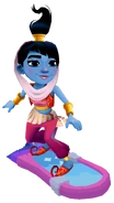 Amira in her Genie Outfit surfing on Confetti Crush